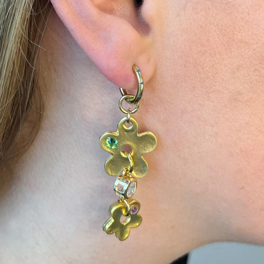 NOTTE Sparkly Flower Stud Earrings - Glittering Floral Design for Women